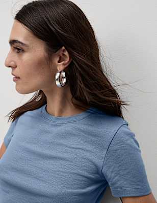 Pure Cotton Slim Fit Crop T-Shirt