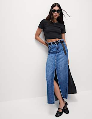 Pure Cotton Slim Fit Crop T-Shirt