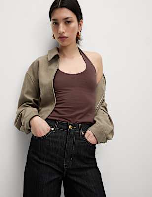 Cotton Rich Halter Neck Vest Top