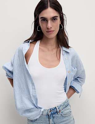 Cotton Rich Halter Neck Vest Top