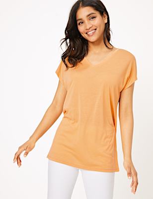 V-Neck Relaxed Longline T-Shirt
