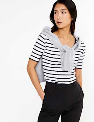Pure Cotton Striped Regular Fit T-Shirt