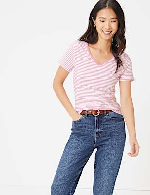 Cotton Striped Fitted T-Shirt