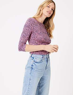 Cotton Animal Print Fitted T-Shirt