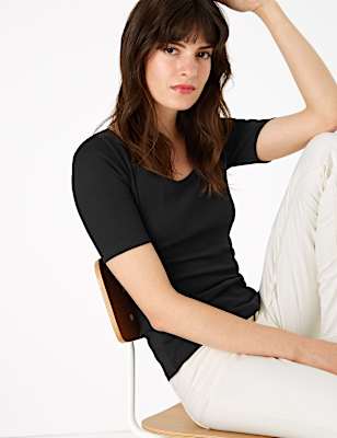 Pure Cotton Scoop Neck Regular Fit T-Shirt