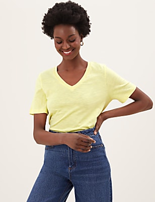 Pure Cotton V-Neck Straight Fit T-Shirt