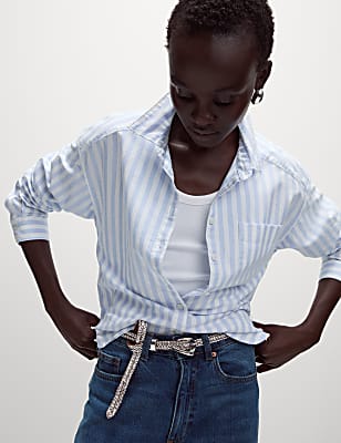 Pure Cotton Striped Oversized Shirt