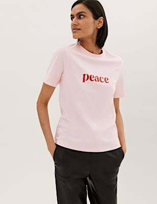 Pure Cotton Slogan T-Shirt