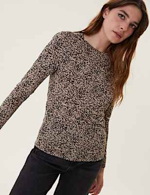 Animal Print Relaxed Long Sleeve Top