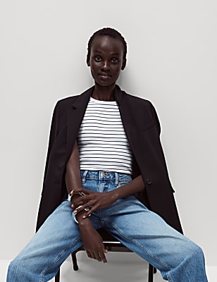 Cotton Rich Striped Ribbed T-Shirt