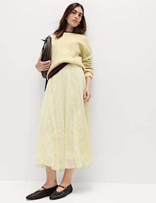 Textured Midaxi Circle Skirt