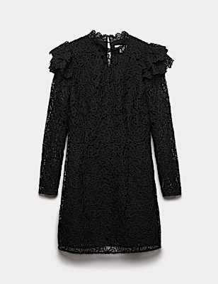 Lace High Neck Mini Column Dress