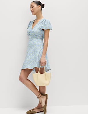 Printed Floral Mini Tea Dress