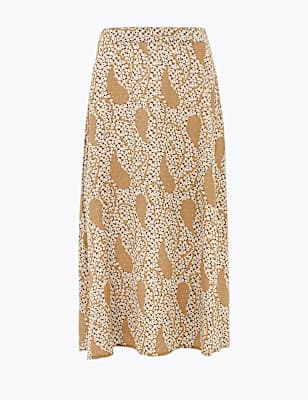 Floral Midi A-Line Skirt