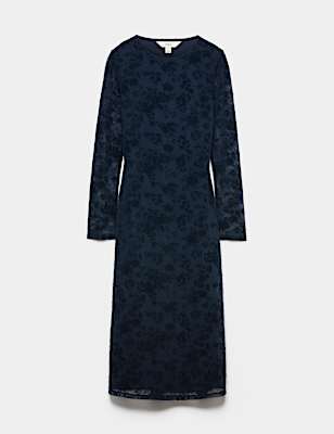 Jersey Flora Flockedl Midaxi Column Dress
