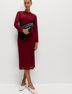 Jersey Knitted Lace Midaxi Dress