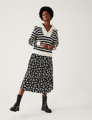 Printed Midaxi Tiered Skirt