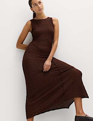 Cotton Rich Textured Midaxi Column Dress
