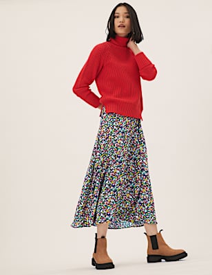 Ditsy Floral Wrap Midaxi Skirt