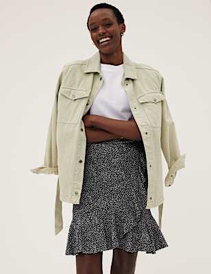 Polka Dot Ruffle Mini Wrap Skirt