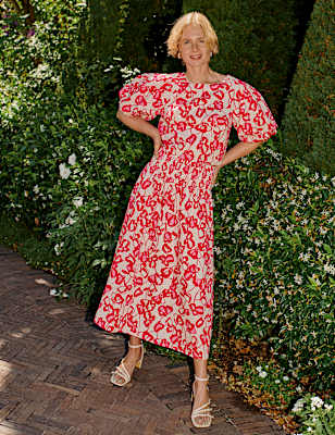 Pure Cotton Printed Maxi A-Line Skirt