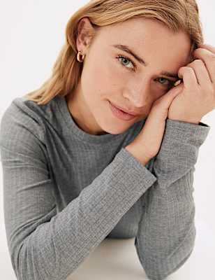 Jersey Ribbed Knee Length Swing Dress