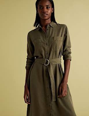 Belted Midi Shirt Dress