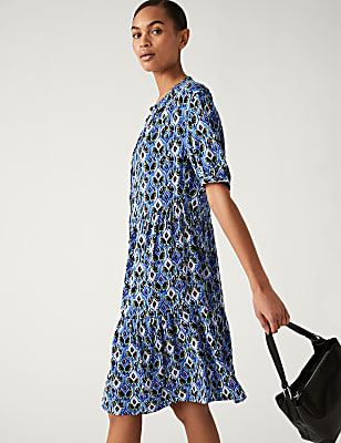 Printed Knee Length Shirt Dress