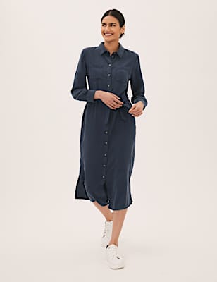 Pure Tencel&trade; Belted Midi Shirt Dress