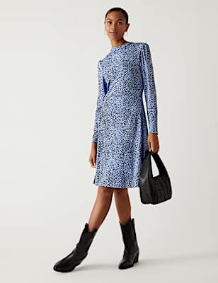 Jersey Printed Knee Length Skater Dress