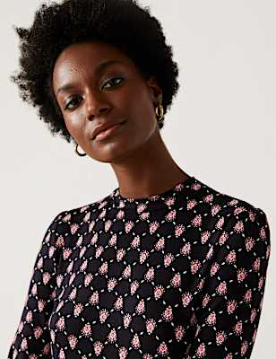 Jersey Printed Knee Length Skater Dress