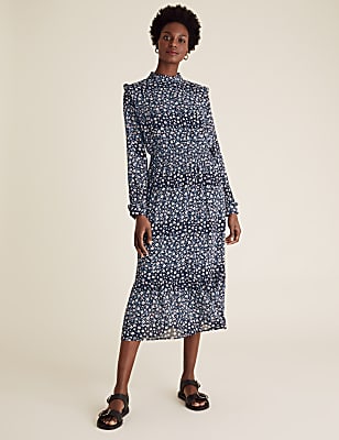 Ditsy Floral Frill Detail Tiered Dress