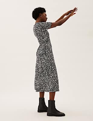 Jersey Animal Print Midi Tea Dress