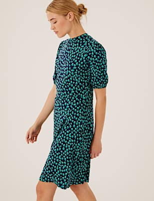 Jersey Animal Print High Neck Skater Dress