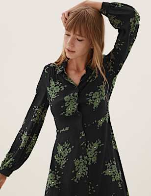 Floral Tie Waist Midaxi Shirt Dress