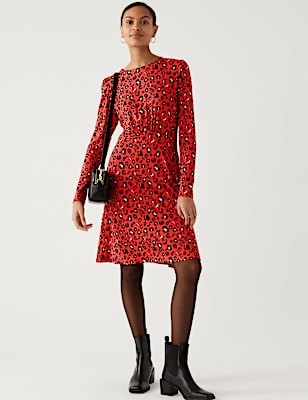 Jersey Printed Mini Skater Dress