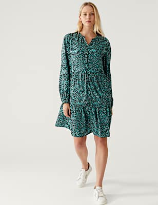 Printed Knee Length Shirt Dress