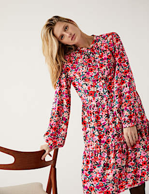 Printed Knee Length Shirt Dress