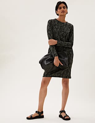 Jersey Animal Print Mini T-Shirt Dress