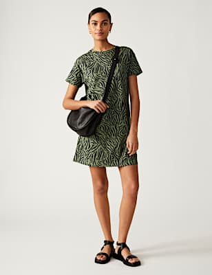 Pure Cotton Printed Mini T-Shirt Dress