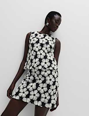 Embellished Mini A-Line Skirt