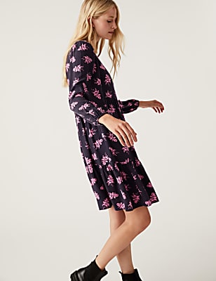 Woven Floral V-Neck Relaxed Mini Dress