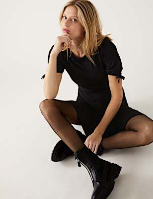 Jersey Round Neck Mini Skater Dress