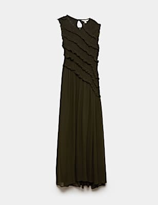 Chiffon Ruffle Detail Maxi Dress