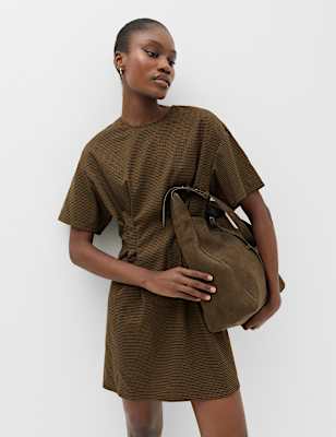 Checked Mini Waisted Dress