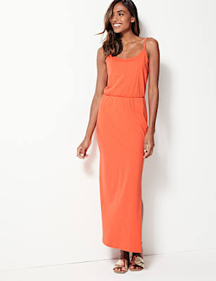 Pure Cotton Waisted Maxi Dress