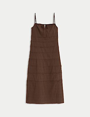 Cotton Rich Square Neck Midi Slip Dress