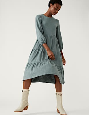 Jersey Midi Tiered Dress