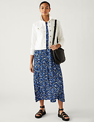 Pure Cotton Printed Midaxi T-Shirt Dress