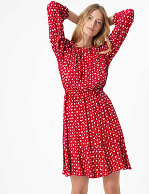 Floral Printed Waisted Mini Dress